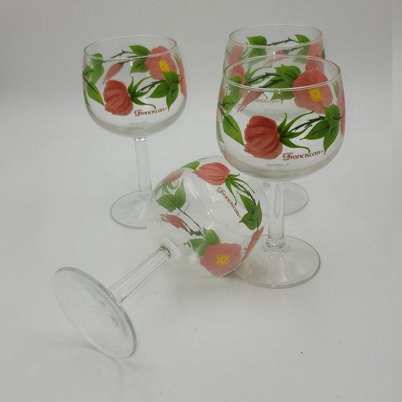 Dining Vintage Marked Franciscan Desert Rose Stemmed Wine Glass